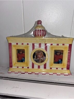 Vintage Whimsical Circus Ceramic 3 Photo Frame In Original Package